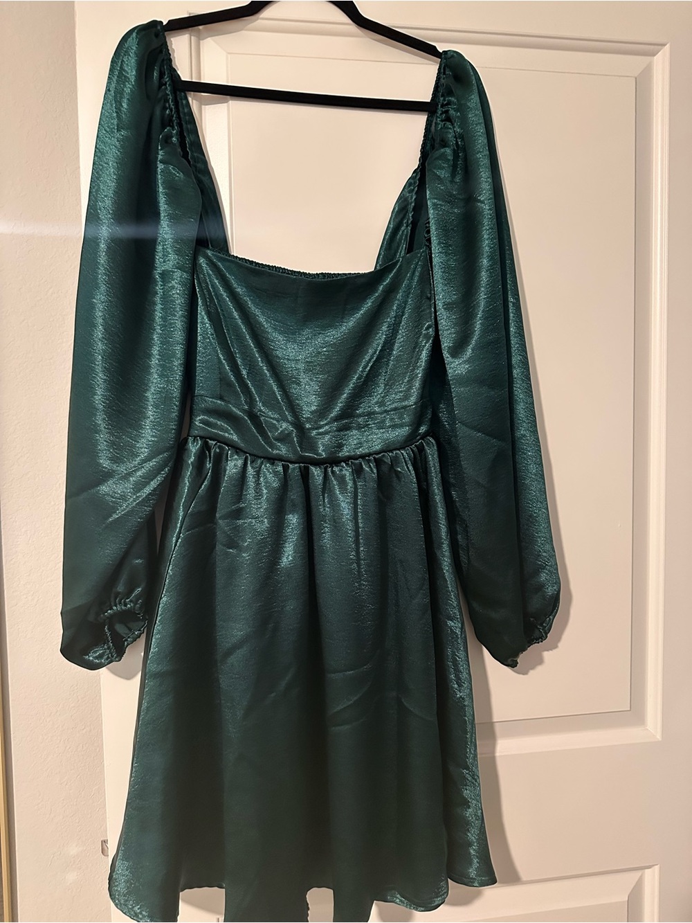 ARULA Emerald Green Satin Mini Dress